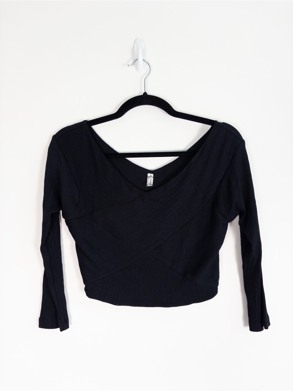 Intimately Free People Black 3/4 Sleeve Crop Top